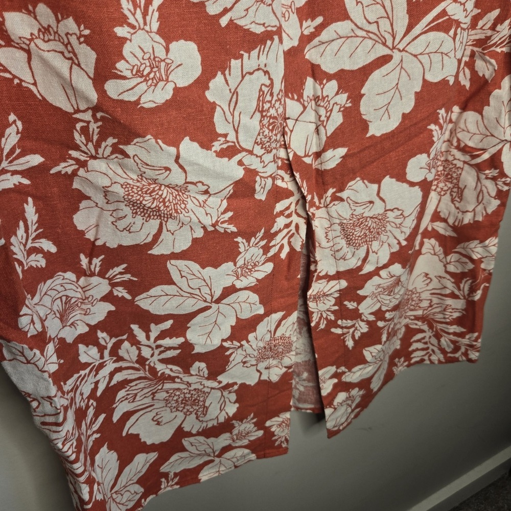 Old Navy Linen Blend Column Small Medium Orange Floral Tank Maxi Skirt Slit Set - Picture 9 of 15